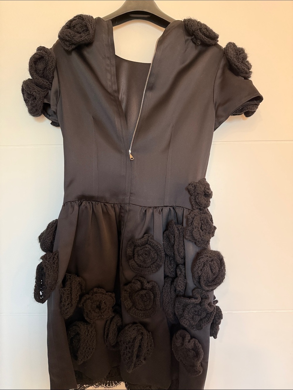 Dolce & Gabbana Black Mini Dress with 3D Floral Appliqués - Picture 4 of 4